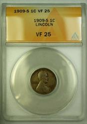 1909-S Lincoln Wheat Cent 1c ANACS  (WW) (C)