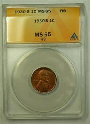 1930-S Lincoln Wheat Cent 1c ANACS  RB (B) (WW)