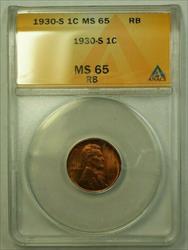 1930-S Lincoln Wheat Cent 1c ANACS  RB (D) (WW)