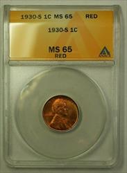 1930-S Lincoln Wheat Cent 1c ANACS  Red (C) (WW)