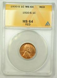 1930-S Lincoln Wheat Cent 1c ANACS  Red (D) (WW)