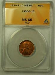 1930-S Lincoln Wheat Cent 1c ANACS  Red (G) (WW)