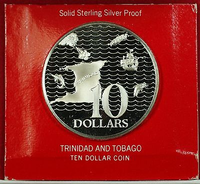 1973 Trinidad & Tobago Ten  Sterling  Proof  In Case With COA
