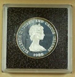 1980 Turks and Caicos Islands 10 Crowns  Proof  Toned In Case W/ COA