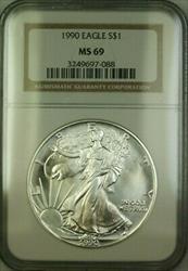 1997 American Silver Eagle $1 Coin ASE NGC MS-69 JAB
