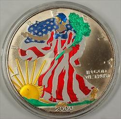 2000 American  Eagle (ASE) 999 fine Beautifully Colorized  on Obverse