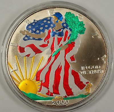 2000 American  Eagle UNC (ASE) 999 Fine Beautifully Colorized  Obverse