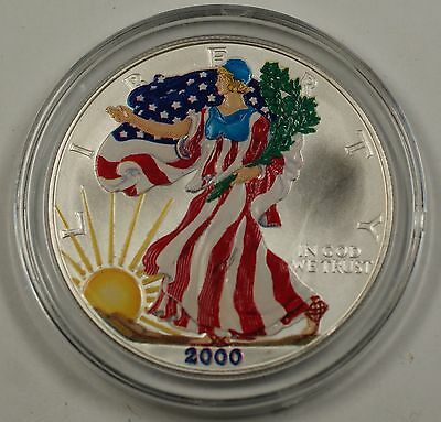 2000 American  Eagle UNC (ASE) 999 Fine Beautifully Colorized  Obverse