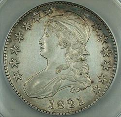 1821 Capped Bust  Half 50c O 107 ANACS  Details Cleaned Rarity 3