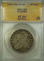 1830 Capped Bust  Half  50c  ANACS Details Cleaned