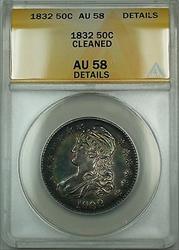 1832 Capped Bust  Half  50c  ANACS Details Cleaned RF