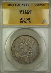 1833 Capped Bust  Half  50c  ANACS Details Cleaned