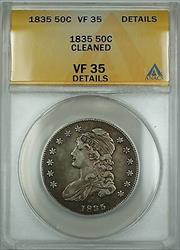 1835 Capped Bust  Half   ANACS Details Cleaned