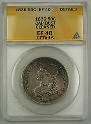 1836 Capped Bust  Half   ANACS Details  Cleaned
