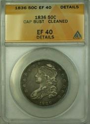 1836 Capped Bust  Half  50C  ANACS Cleaned Details