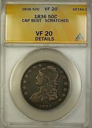 1836 Capped Bust  Half  50c  ANACS Details Scratched