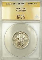 1920 25C Standing Liberty Quarter   ANACS Details Cleaned (B)