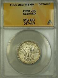 1920 Standing Liberty  Quarter 25c ANACS Details Cleaned Better
