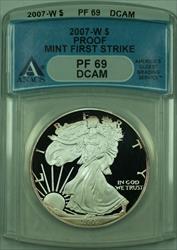 2007 W Proof American  Eagle S$1  ANACS DCAM First Strike