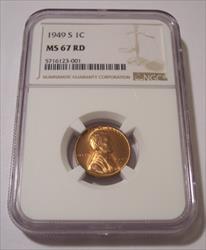 1949 S Lincoln Wheat Cent MS67 RED NGC