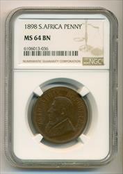 South Africa 1898 Penny MS64 BN NGC