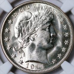 1914-S Barber Half Dollar -- NGC MS66