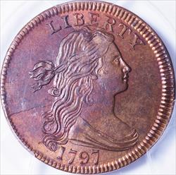 1797 Large Cent Reverse of 1797, Stems to Wreath -- PCGS MS65RB