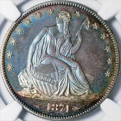 1874 Arrows Seated Liberty Half Dollar -- NGC PF67