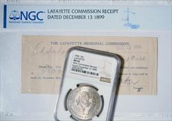 1900 Lafayette Dollar With Commission Receipt - NGC MS63