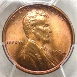 1934 Lincoln Cent, Gem BU, PCGS MS-66RB, Great Color!