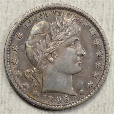 1896-O Barber Quarter, Almost Uncirculated Details, Very Scarce