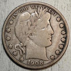 1908-O Barber Half Dollar, Fine, Nice Original Coin