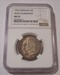 Germany Empire Hesse-Darmstadt 1904 Silver 2 Mark MS63 NGC