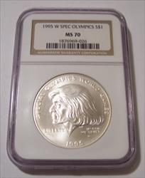 1995 Special Olympics Commemorative Silver Dollar MS70 NGC