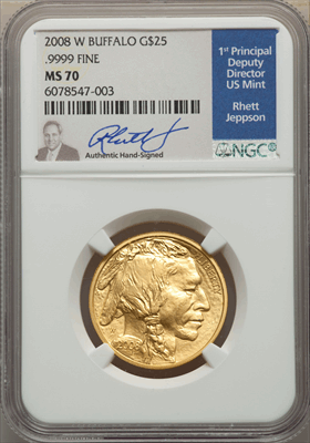 2008-W $25 Half-Ounce Gold Buffalo SP Modern Bullion Coins NGC MS70