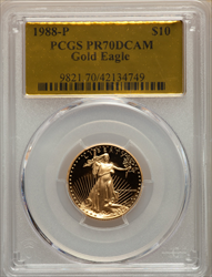 1988-P $10 Quarter-Ounce Gold Eagle PR DC Modern Bullion Coins PCGS MS70