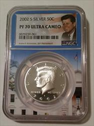 2002 S Silver Kennedy Half Dollar Proof PF70 UC NGC White House Frame Holder