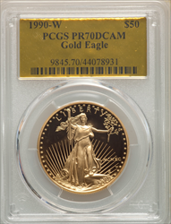 1990-W $50 One-Ounce Gold Eagle PR DC Modern Bullion Coins PCGS MS70