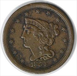 1854 Half Cent EF Uncertified #201