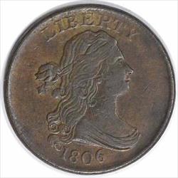 1806 Half Cent Small 6 No Stems EF Uncertified #1029