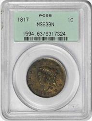 1817 Large Cent MS63BN PCGS