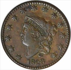 1828 Large Cent Large Date AU Uncertified #143