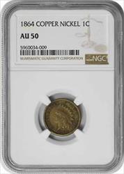 1864 Indian Cent Copper Nickel AU50 NGC