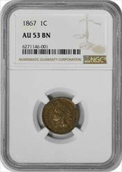 1867 Indian Cent AU53BN NGC