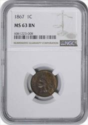 1867 Indian Cent MS63BN NGC