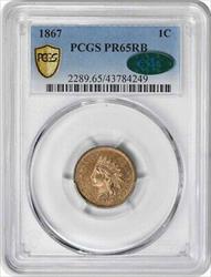 1867 Indian Cent PR65RB PCGS (CAC)