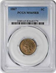 1867 Indian Cent RPD Snow-5B (Unattributed) MS65RB PCGS