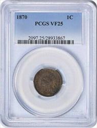 1870 Indian Cent VF25 PCGS
