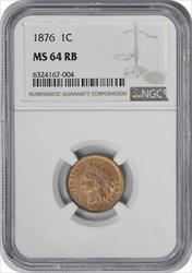 1876 Indian Cent MS64RB NGC
