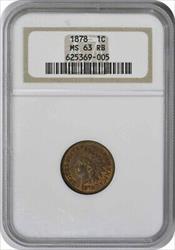 1878 Indian Cent MS63RB NGC